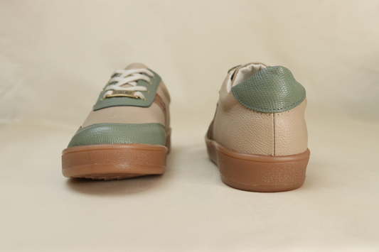 Tenis Jaky Nude x Verde en Cuero