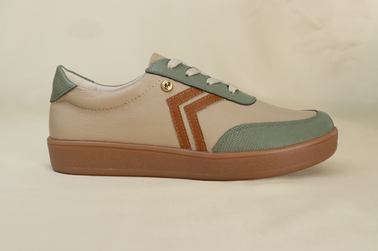 Tenis Jaky Nude x Verde en Cuero